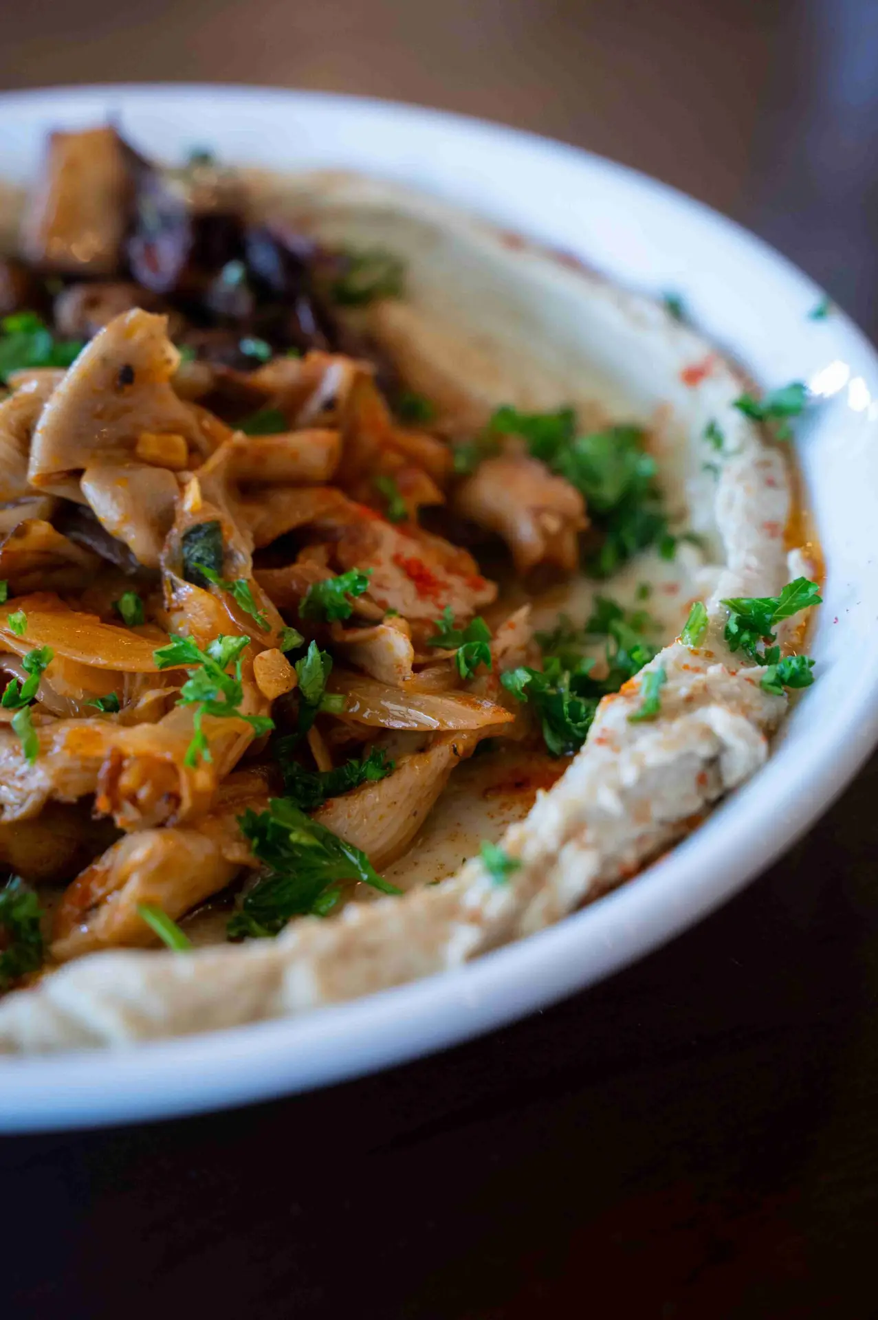 Home hummus mushroom side.